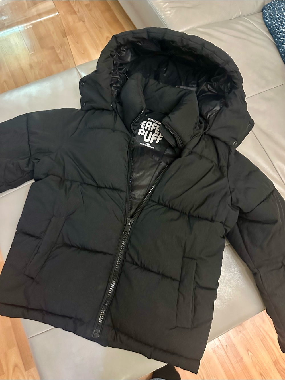 Garage Perfect Puff black puffer jacket with detachable hood